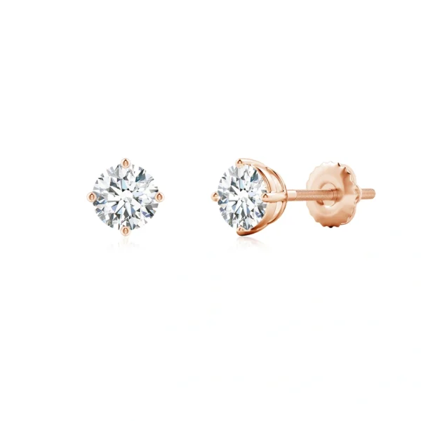 Classic Four-Prong Round Stud Earrings - Image 4
