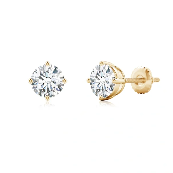 Classic Four-Prong Round Stud Earrings - Image 3