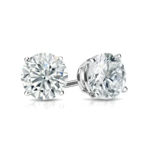 Martini Three-Prong Round Stud Earrings - Platinum